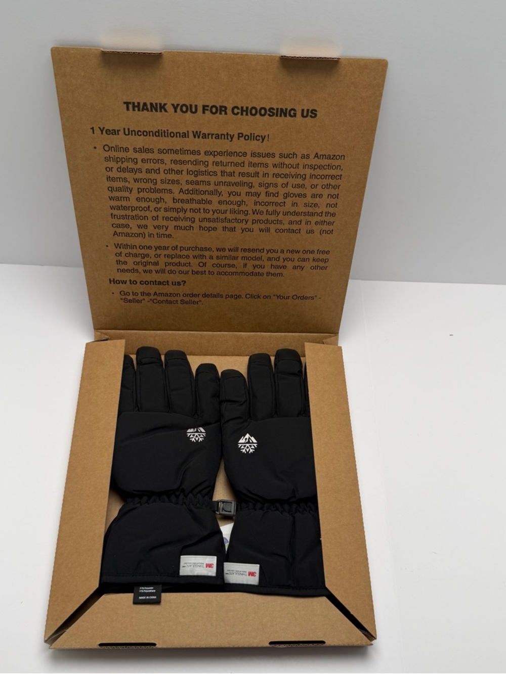 Men's Black Winter Gloves - Insulated Outdoor Gloves